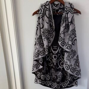 Elegant Black and Gray Patterned Women's Sweater shawl wrap free size